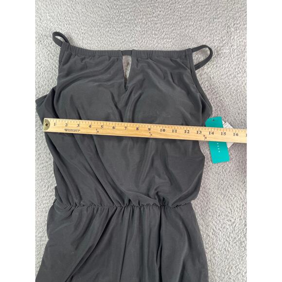 Aqua Green One Piece Swimsuit Womens Small Black Padded Romper Full Coverage NWT - Picture 4 of 9